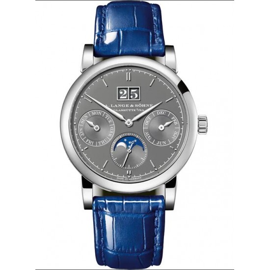 The grey dial fake watch has moon phase.